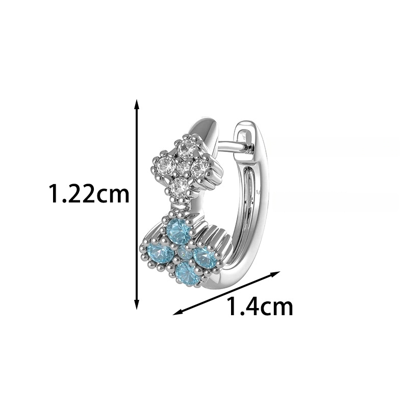 Cercei stud în formă de floare, cu zirconiu alb, inserție diamant, stil vintage unisex