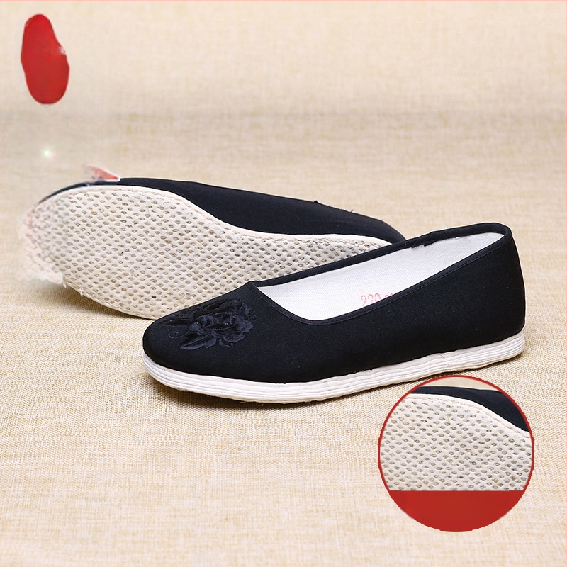 Ръчно изработени бродирани платнени обувки с флорален мотив, памучна горна част, подметка Melaleuca, плосък ток, кръгъл нос