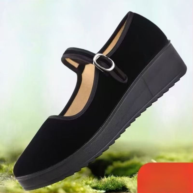 Pantofi dama din catifea, cu platformă și toc în formă de cui, înălțime 3–5 cm, talpă PU anti-derapare, vârf rotund