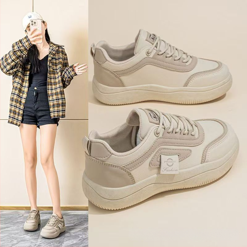 Pantofi femei minimalist pentru plimbare, stil coreean, partea superioară din piele microfibră, talpă PVC, toc plat mic 1–3 cm, potriviți pentru primăvară și toamnă