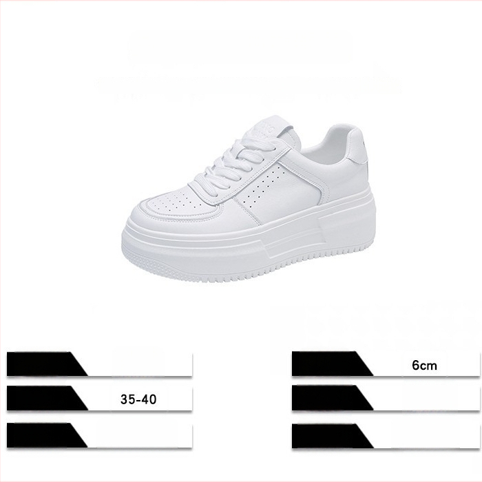 Дамски кожени кецове с дебела подметка, връзки, кръгъл нос, кожена горна част от телешка кожа, повишаване на височината 6–8 cm, гумена подметка