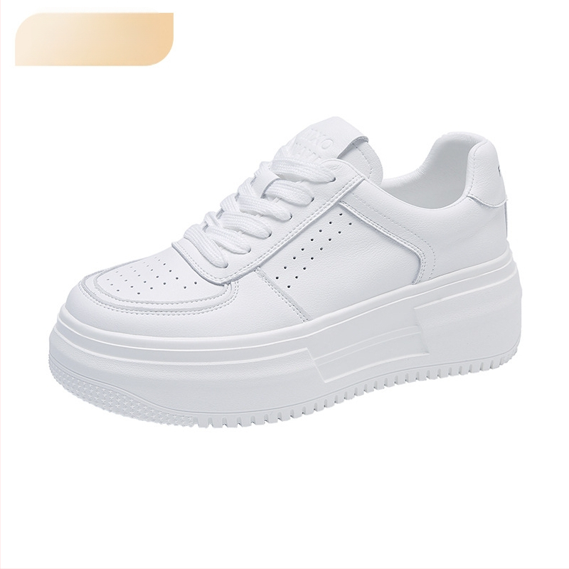 Pantofi sport din piele naturală, talpă groasă, șireturi, creștere internă a înălțimii, căptușeală respirabilă