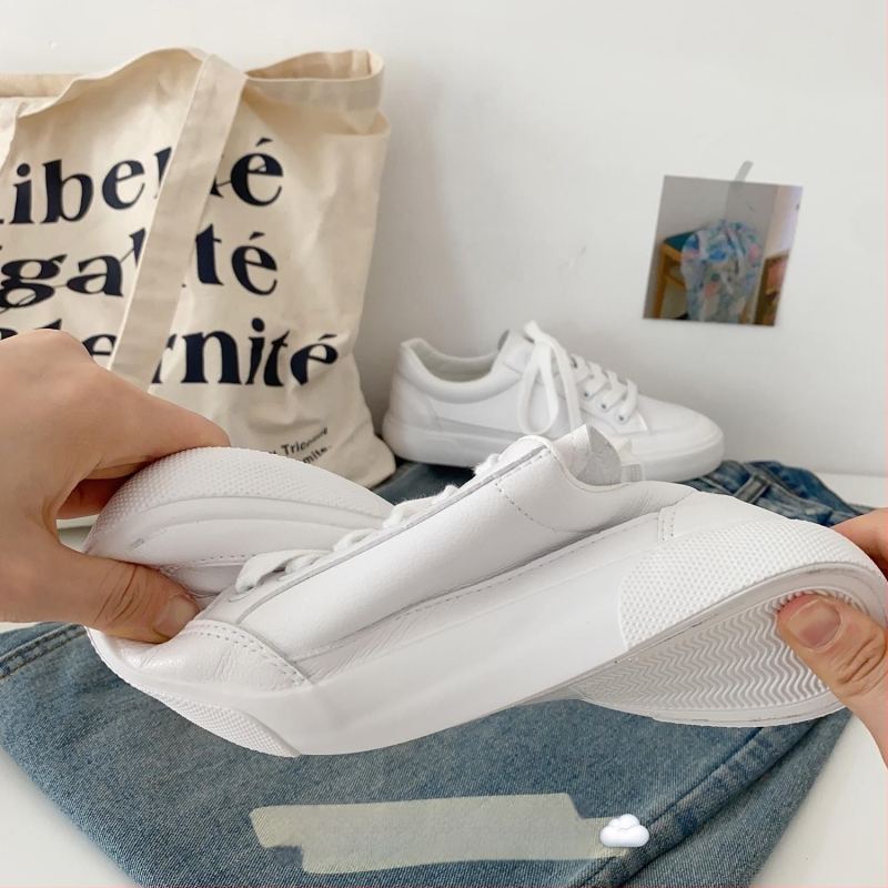 Pantofi din pânză, versiune coreeană, cu șireturi, talpă joasă, partea superioară din piele sintetică