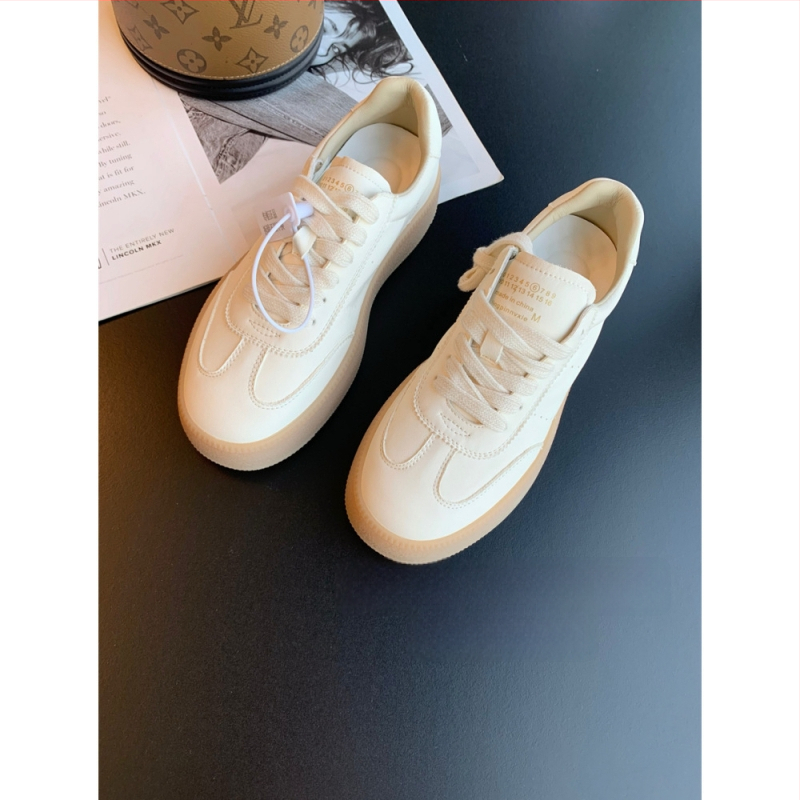 Adidași casual din piele de vițel, pentru femei, cu închidere cu șireturi în față, talpă din cauciuc, căptușeală din lână de miel