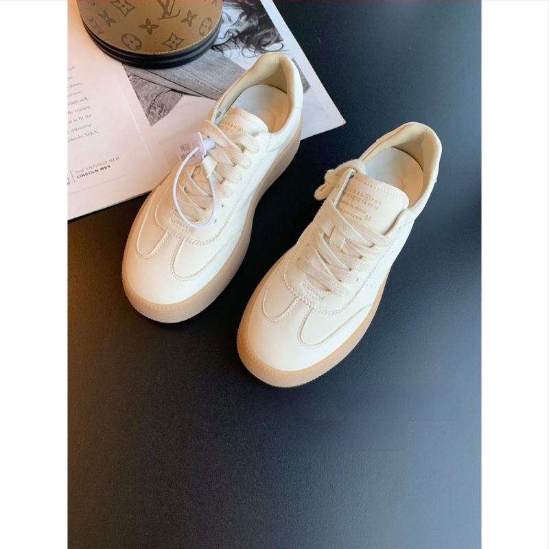 Adidași casual din piele de vițel, pentru femei, cu închidere cu șireturi în față, talpă din cauciuc, căptușeală din lână de miel