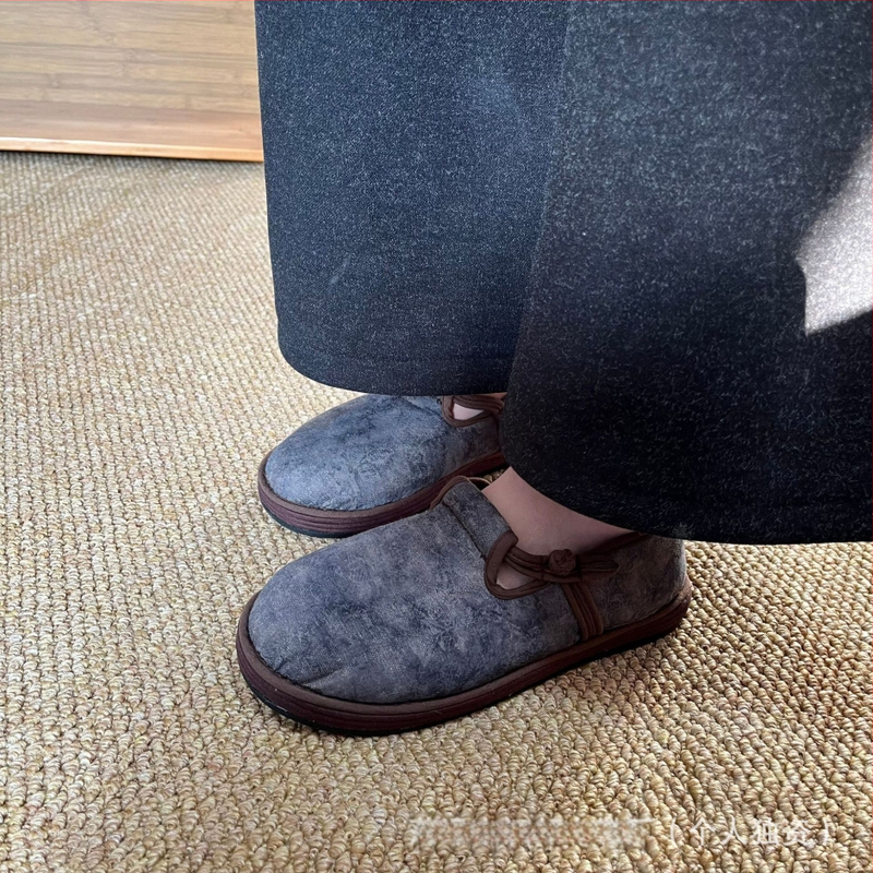 Женски платнени обувки в ретро китайски стил с памучна подплата и многослойна подметка