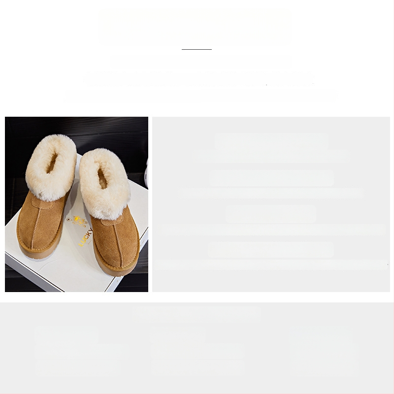 Cizme de zăpadă pentru femei din piele naturală, partea superioară din suede de vițel, talpă groasă, căptușeală din bumbac, slip-on, iarnă