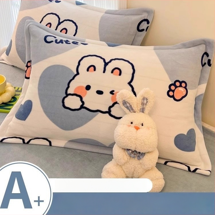 Set de 2 fețe de pernă din catifea lapte, țesătură twill, vopsire reactiva, fibră sintetică