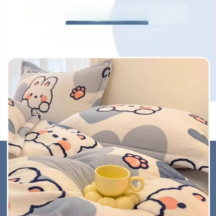 Set de două fețe de pernă din catifea de lapte pentru toamnă-iarna, textură catifea coral, țesătură twill de poliester, vopsire reactiva, stil INS