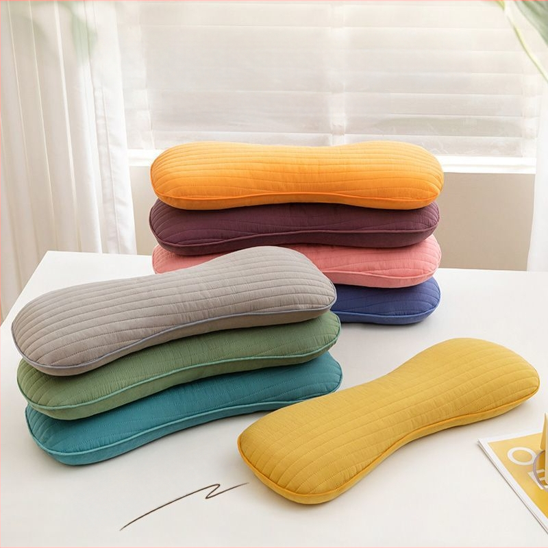 Pernă lombară pentru somn în pat, exterior din bumbac, cusătură la margine, stil simplu modern