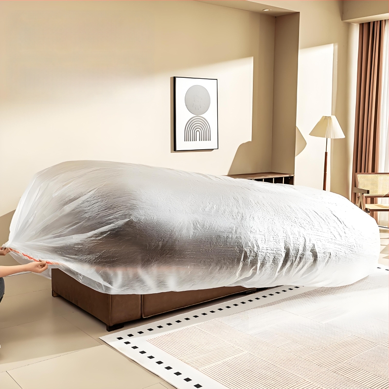 Acoperire de praf pentru canapea, de unică folosință, folie plastică (PE/polyetilenă), formă standard, personalizare disponibilă