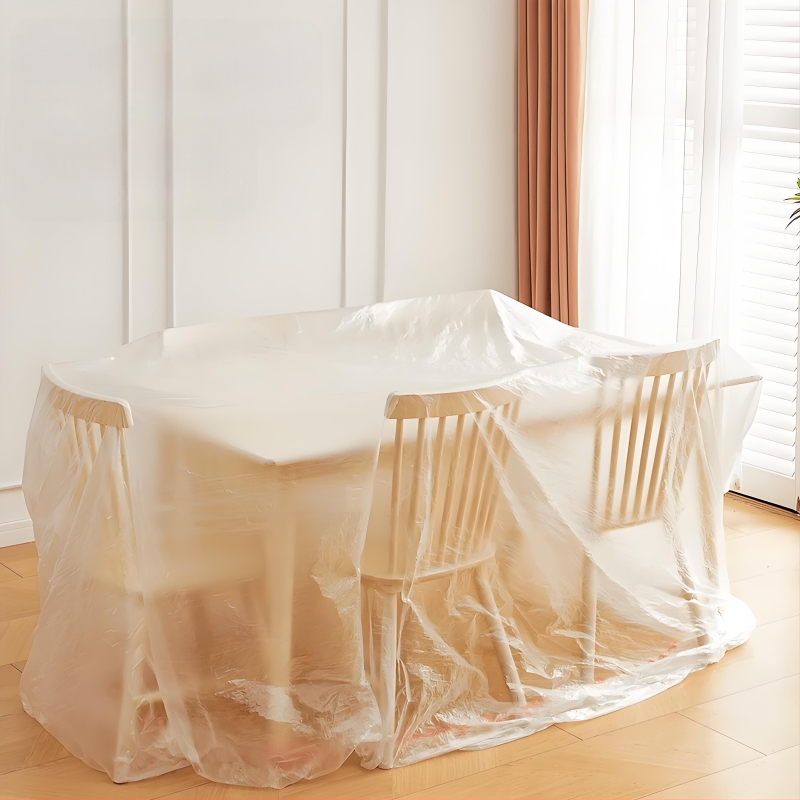 Acoperire de praf pentru canapea, de unică folosință, folie plastică (PE/polyetilenă), formă standard, personalizare disponibilă