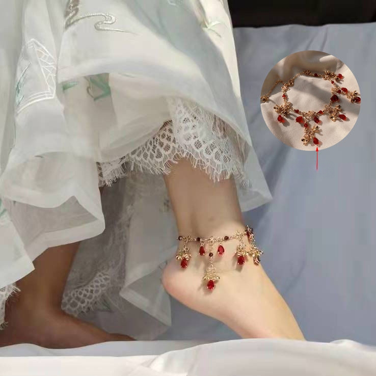 Глезенна гривна, етно стил, сплав, многослойна верижна, форма на звезда, лято 2024