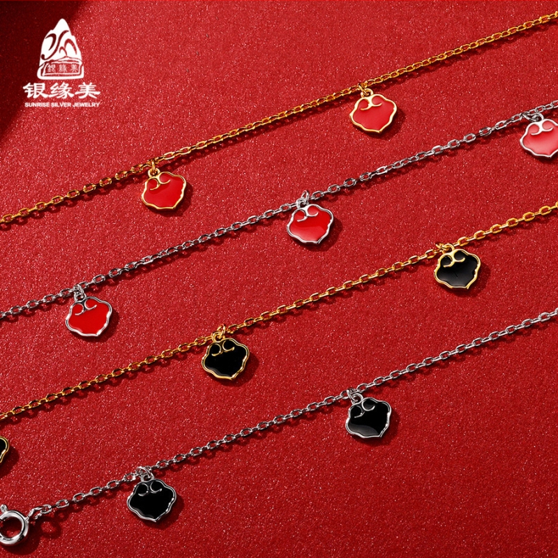 Глезенна гривна с 18K златно покритие върху S925 сребро, мотив облак, стил прост, Silver Edge Beauty