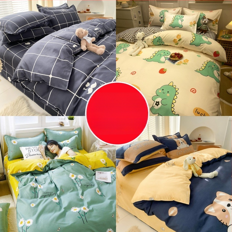 Set de lenjerie de pat în patru piese - fibre sintetice, model desen animat, imprimare reactiva, greutate 1000-1500 g, pentru toate sezoanele