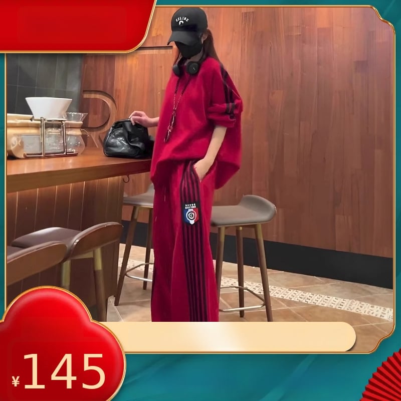 Set casual sport feminin din două piese, cu mâneci lungi și pantaloni, bumbac, iarna 2024