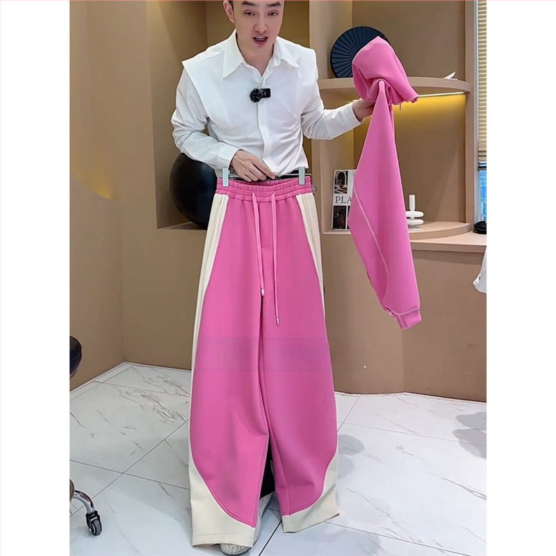 Costum casual din două piese: Hanorac cu glugă și pantaloni largi, Primăvara 2025, Chenille cu Spandex, mâneci lungi