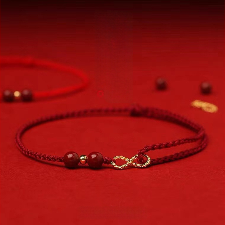 Анклет за крак, етно стил, циннабар мъниста, 14K златно покритие, минималистичен дизайн, персонализация достъпна, пролет 2022