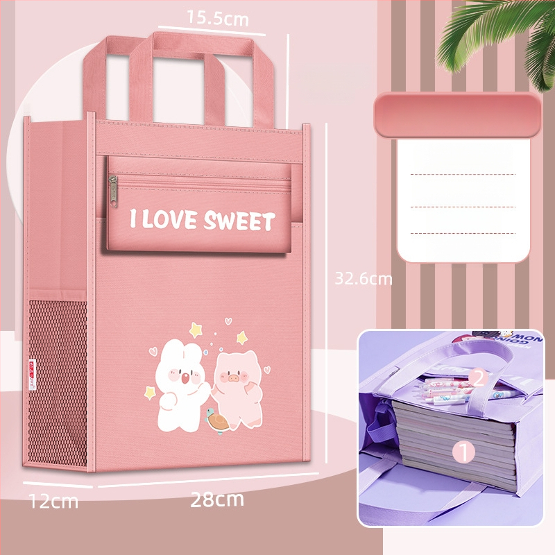 Geantă pentru fete din învățământ primar pentru cărți și teme, material Oxford, fermoar, Bai yi