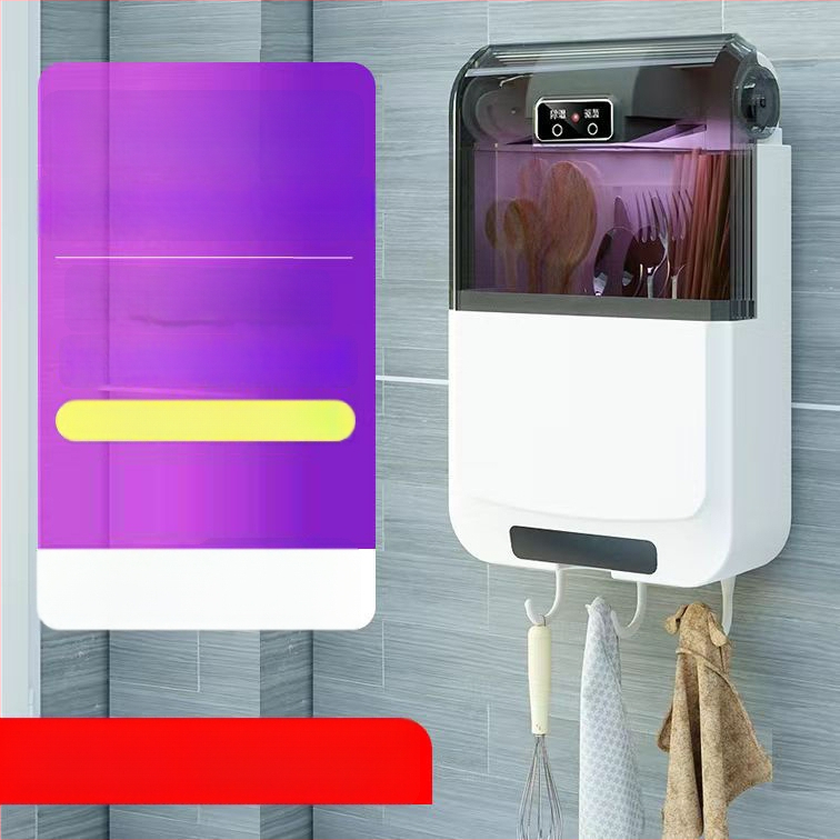 Sterilizator inteligent multifuncțional pentru bețișoare, cutie de depozitare montată pe perete (material PP, sterilizare, rezistent la mucegai)