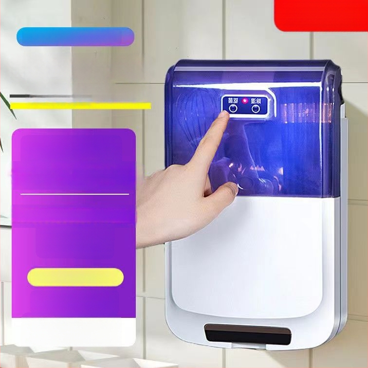 Sterilizator inteligent multifuncțional pentru bețișoare, cutie de depozitare montată pe perete (material PP, sterilizare, rezistent la mucegai)