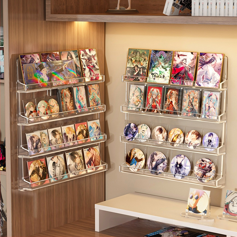 Raft de afișaj din plastic transparent, montat pe perete, cu 4 etaje, pentru dormitor și sufragerie