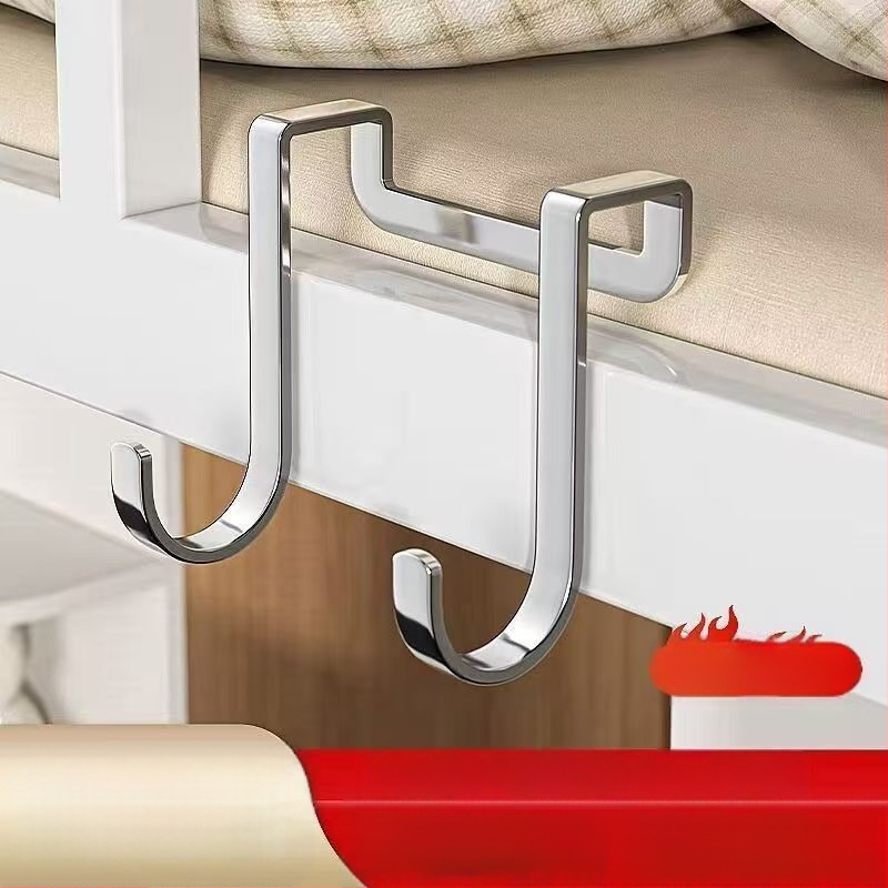 Set de 5 cârlige din oțel inoxidabil, în formă S dublă, fără găuri, încărcare 3 kg, pentru ușă sau spatele dulapului