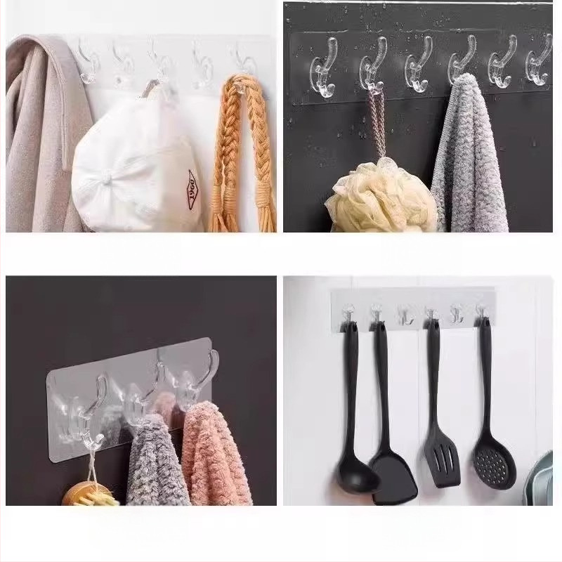 Cârlige adezive fără găuri pentru ușă, cu 3+ rânduri, din plastic, încărcare până la 1 kg