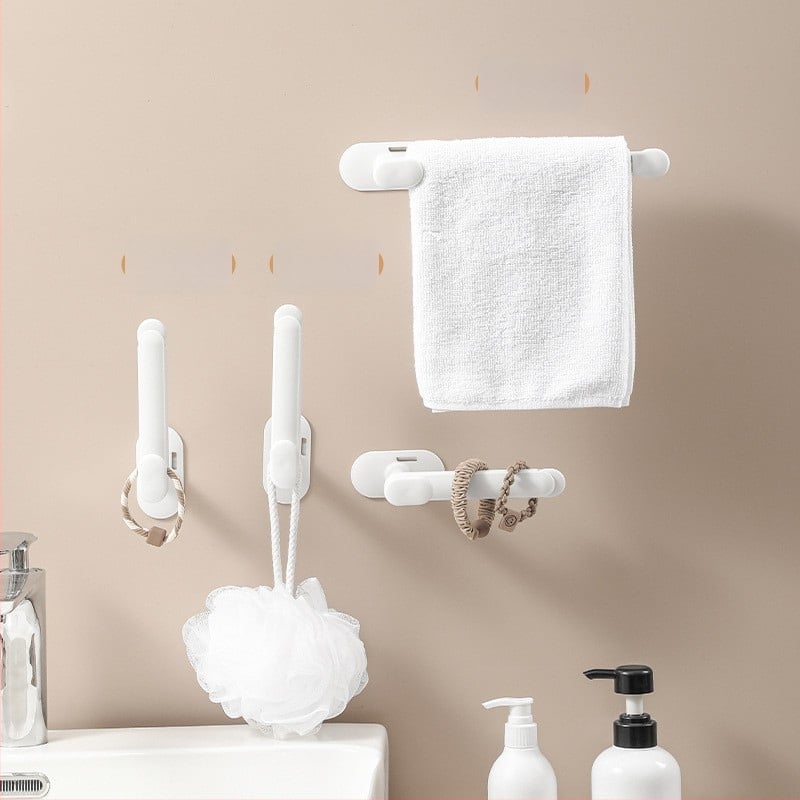 Cârlig extensibil în formă de L pentru depozitare, montaj pe perete fără găuri, din plastic, încărcătură maximă 2 kg, design modern minimalist