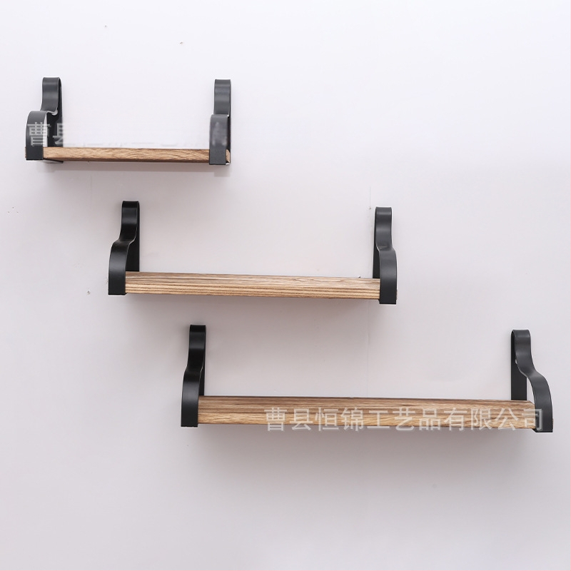 Raft de perete din lemn masiv și aliaj lemn-fier, 3 etaje, suport mobil pentru plante și flori, design modern minimalist