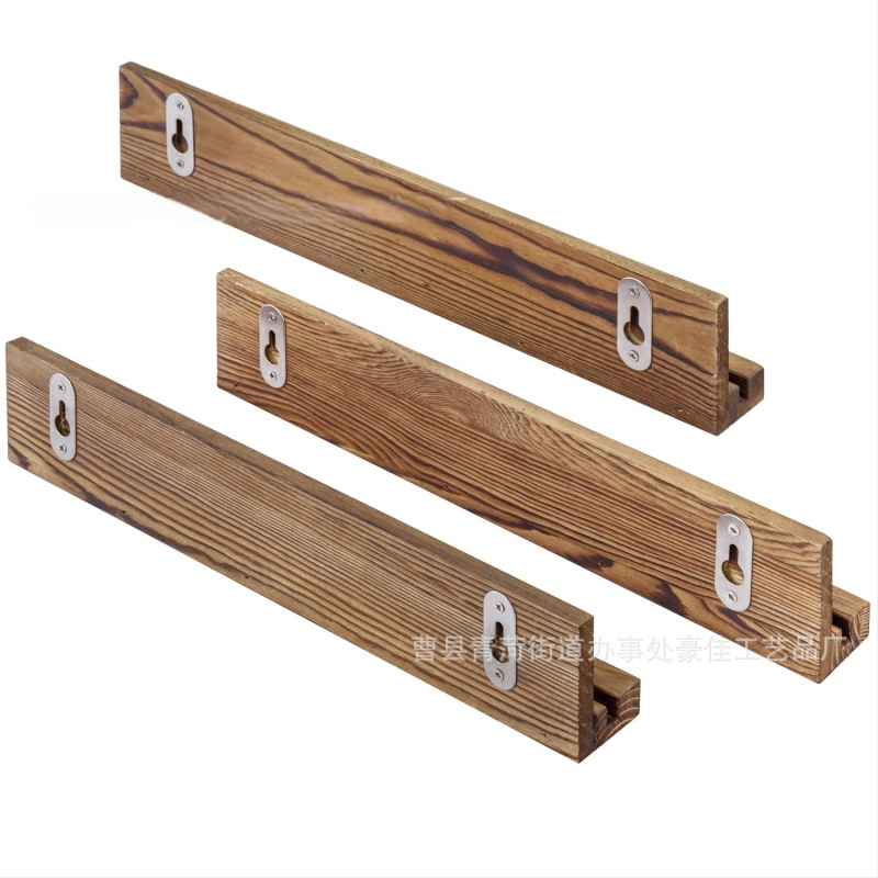 Drevená nástenná polica na pamätné mince, jednovrstvá, viacúčelová, moderný minimalistický štýl.