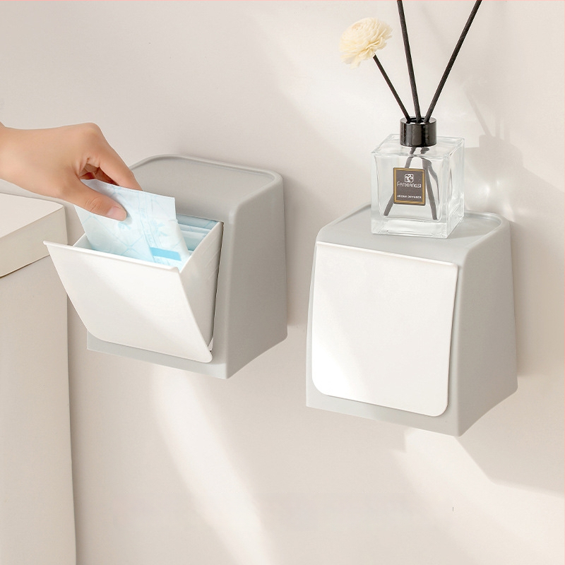 Японски стил стенна кутия за съхранение на санитарни подложки (материал PP, 100% нова пластмаса, тегло 346.7 g)