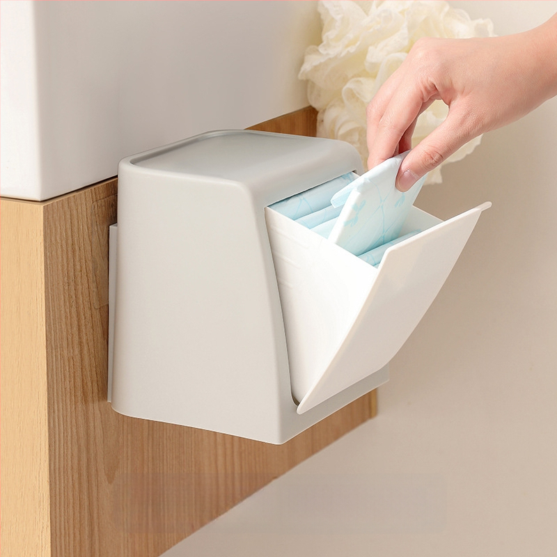Японски стил стенна кутия за съхранение на санитарни подложки (материал PP, 100% нова пластмаса, тегло 346.7 g)
