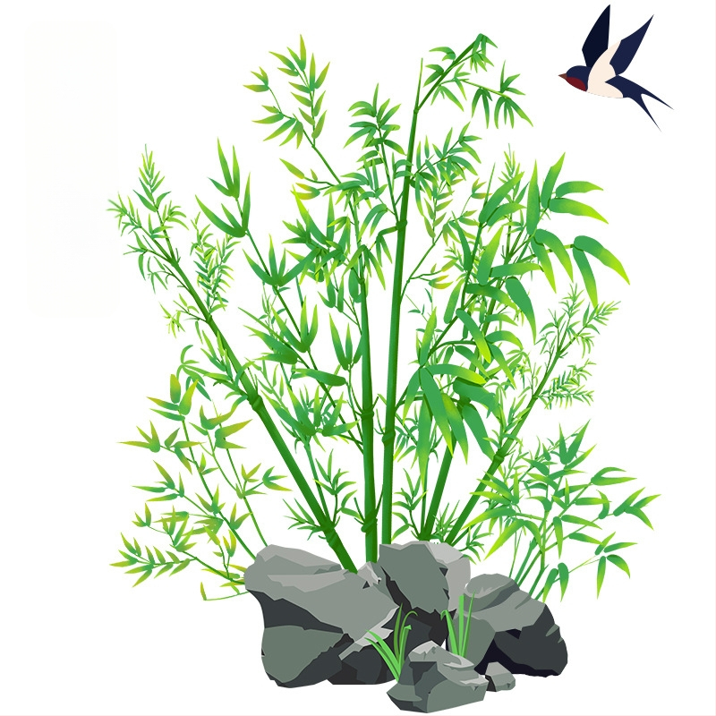 Стенен стикер – бамбуков мотив, самозалепващ, PVC материал, водоустойчив, модел растения и цветя, 1 брой, за дневна и спалня декор