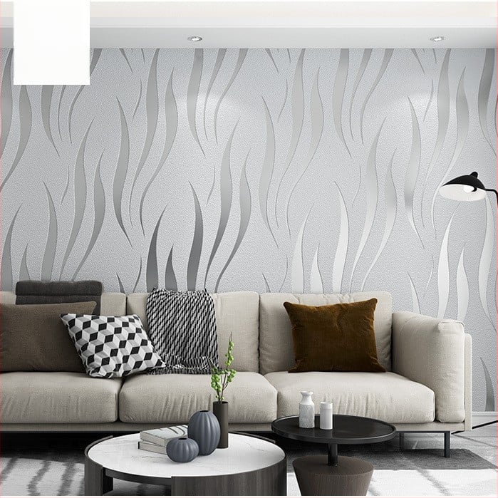 Autocolant de perete autoadeziv cu model în dungă și ondulat — design modern minimalist; material: textil nețesut; trei straturi; efect decorativ special; îmbunătățește decorul peretelui