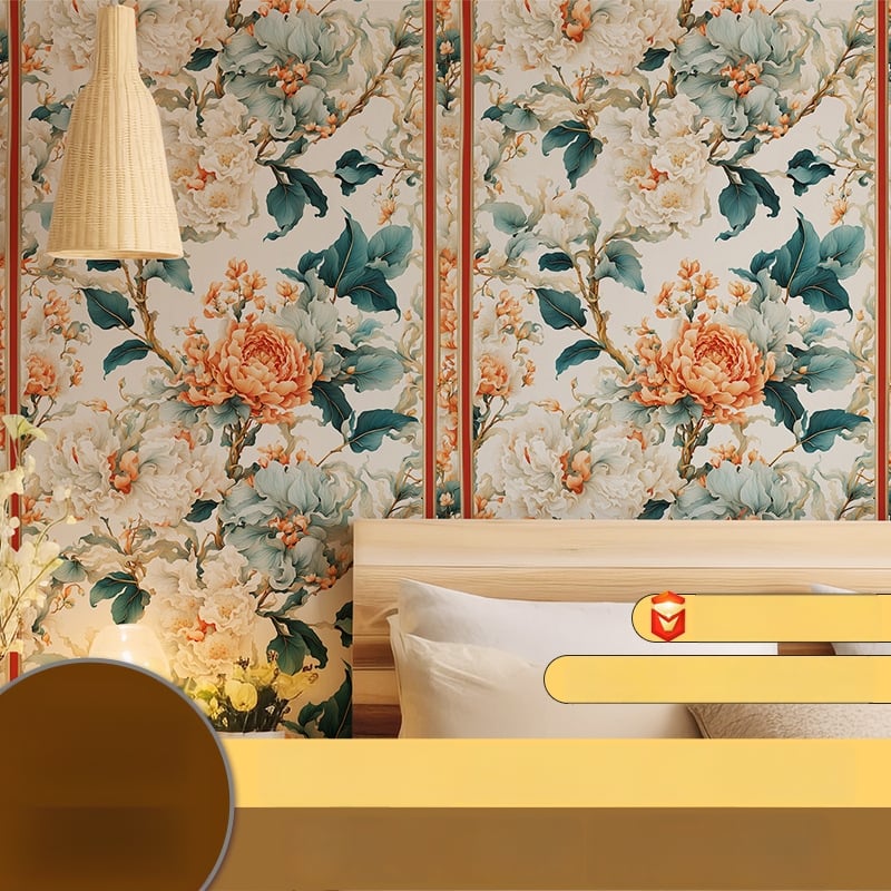 Tapet autoadeziv pentru perete, model floral, PVC, rezistent la murdărie, stil lux ușor