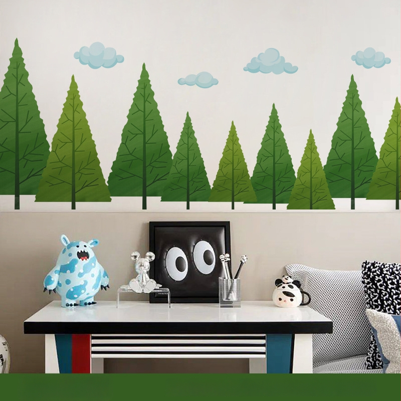 Nálepka na stenu – PVC, vodotesná, samolepiaca, karikatúrne lesné rastliny do spálne