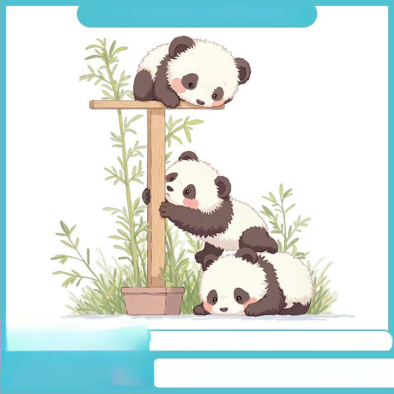 PVC стенен стикер Panda – водоустойчив декоративен стикер с карикатура за детска стая, кабинет, дневна и баня; 1 бр.; стил карикатура, плосък дизайн