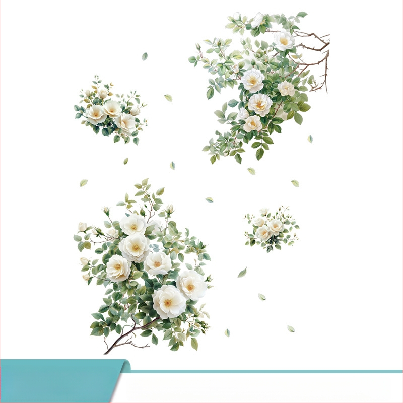 PVC стенен стикер: растения и цветя, водоустойчив, сваляем, 1 парче, за дневна, спалня и кабинет