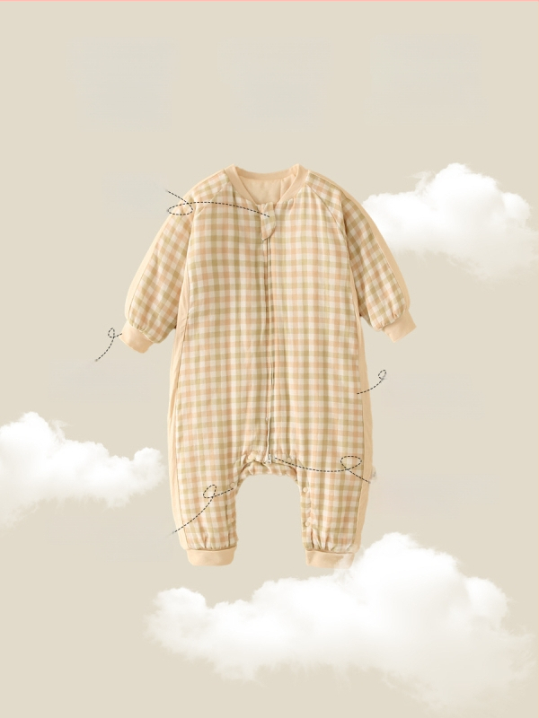 Sac de dormit pentru bebeluți cu design cu picioare separate pentru iarnă, model dungat, bumbac gros (95%+), căptușeală din bumbac și umplutură din fibră sintetică