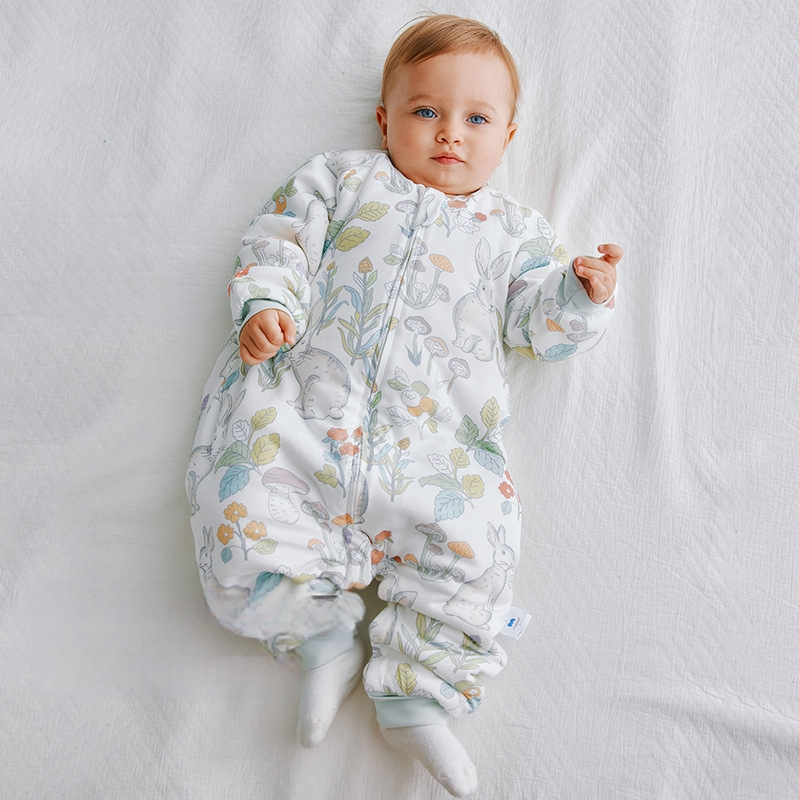 Sac de dormit pentru copii cu picioare separate, umplutură altă, fibre de bambus, model imprimat, pentru 1-3 ani