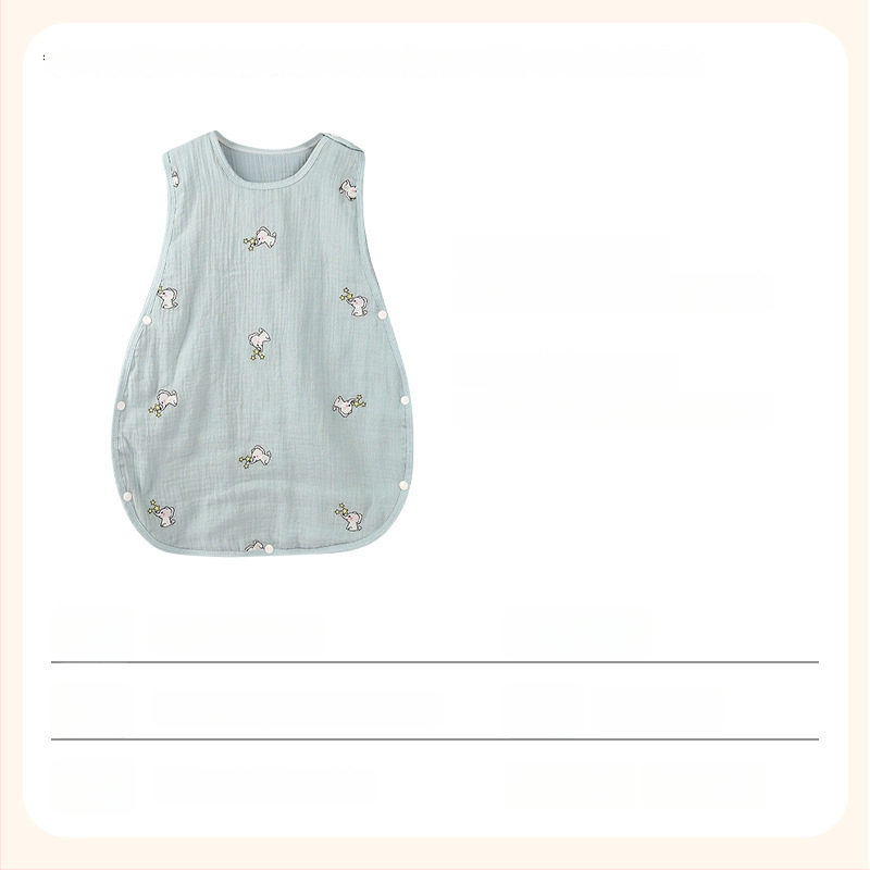 6-слоен бебешки спален чувал с бродерия върху креп тъкан, чист памучен марля, пълнеж памук, тегло до 0,5 кг, 100% памук, защита срещу ритници