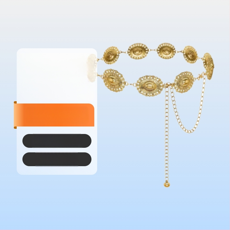 Бохемска метална верига за талия, ретро стил, етно дизайн, дължина 120 см, ширина 3,5 см, еднооборотна конструкция