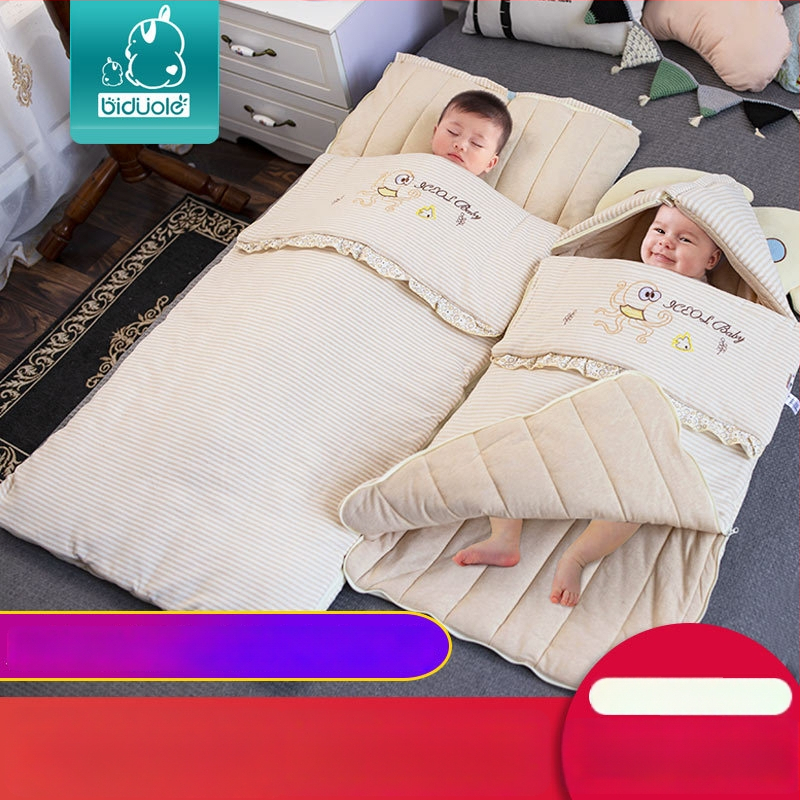 Bidole бебешки спален чувал, конвертен стил, памучна материя, полиестерен пълнеж, райета