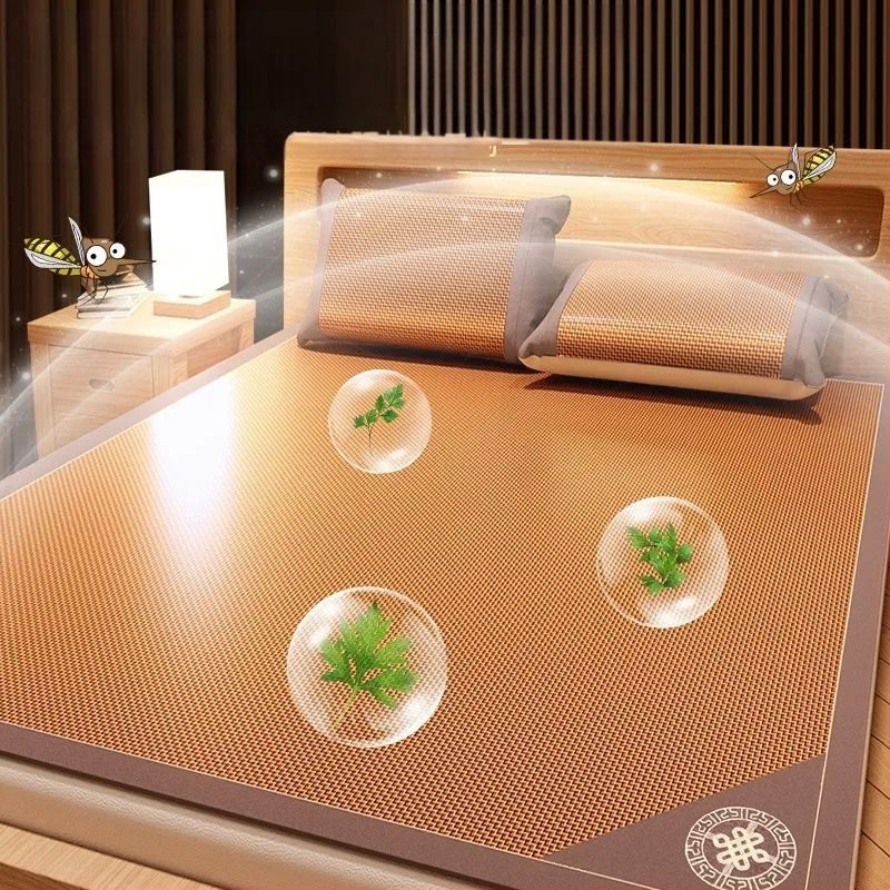 Сгъваем ратанов мат за спалня, Ice Silk (вискоза) — сплетена конструкция, китайски стил