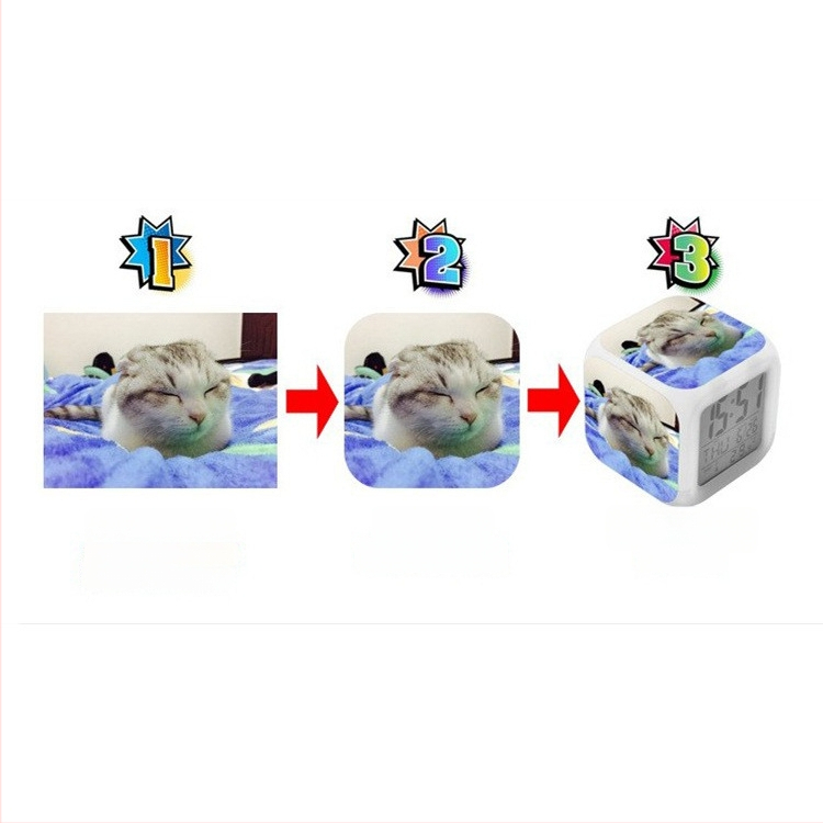 Будилник с LED дисплей, нощно осветление, аларма, 24-часов формат, персонализирано чрез изображения
