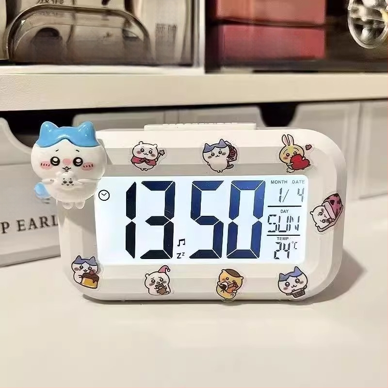 Будилник с LED цифров дисплей, батерийно захранване, електронно движение, едностранен, карикатурен стил.