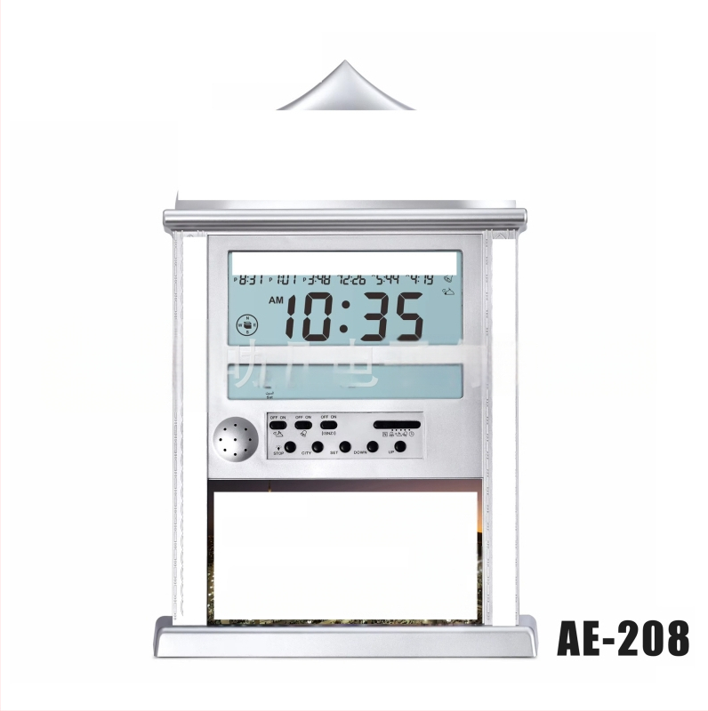 Стенен часовник – двойно използване: настолен или стенен монтаж, електронно движение с японски механизъм, LCD дисплей с цифри, аларма и календар, външно захранване