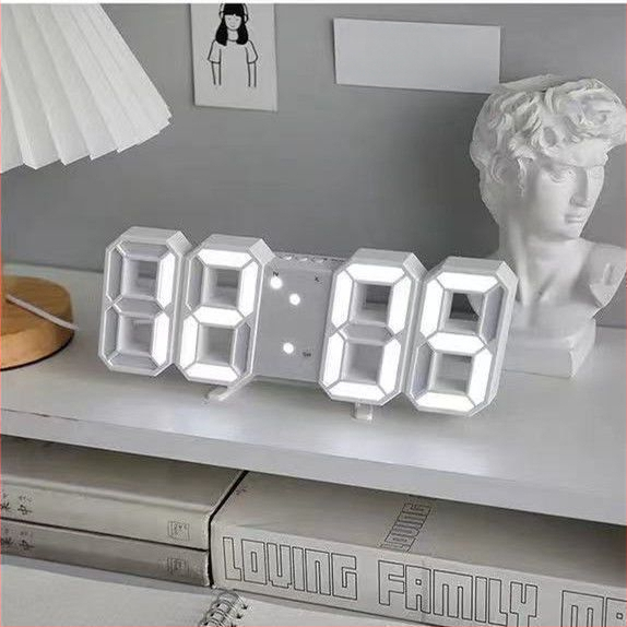 Настолен часовник от Unique – LED светлинен дисплей, Wenxi механизъм, циферблат от закалено стъкло, пластмасов корпус, външно захранване (LED светлинен дисплей; Wenxi механизъм; циферблат от закалено стъкло; пластмасов корпус; външно захранване)