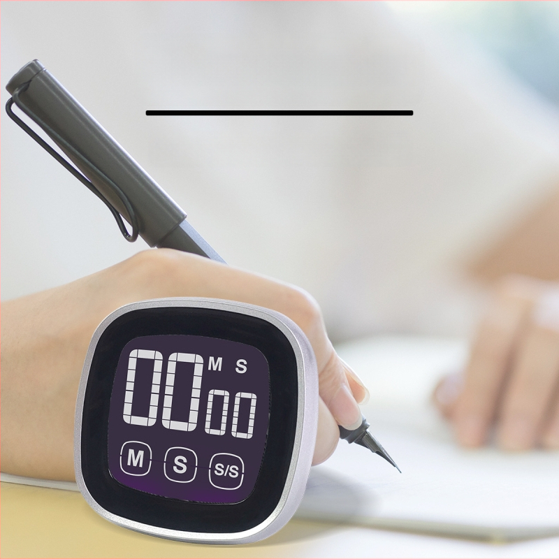LCD сензорен таймер за управление на времето, квадратен ABS електронен часовник с будилник, захранван с батерия